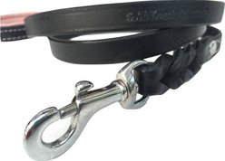 Soft Touch Collars Leather Braided Two-Tone Handle Dog Leash, Black Pink, 4-ft, 1/2-in slide 2 of 3