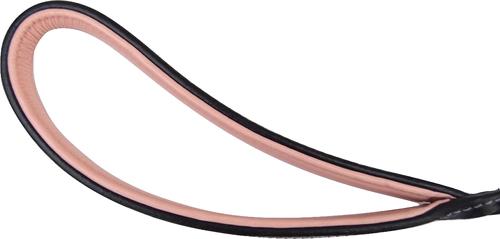 Show full view: Soft Touch Collars Leather Braided Two-Tone Handle Dog Leash, Black Pink, 6-ft, 3/4-in slide 2 of 4