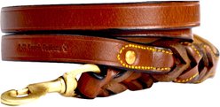 Soft Touch Collars Leather Braided Two-Tone Handle Dog Leash, Brown, 6-ft, 3/4-in slide 2 of 6