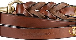 Soft Touch Collars Leather Braided Two-Tone Handle Dog Leash, Brown Pink, 4-ft, 1/2-in slide 2 of 6