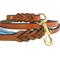 Show in main carousel: Soft Touch Collars Leather Braided Two-Tone Handle Dog Leash, Tan Teal, 4-ft, 1/2-in slide 2 of 6