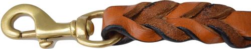 Show full view: Soft Touch Collars Leather Braided Two-Tone Handle Dog Leash, Tan Teal, 4-ft, 1/2-in slide 4 of 6