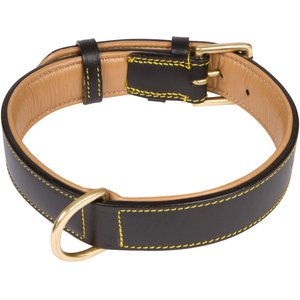 Soft Touch Collars Leather Two-Tone Padded Dog Collar, Black, Large 