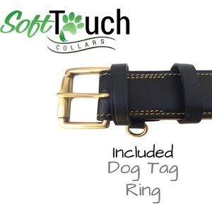 Soft Touch Collars Leather Two-Tone Padded Dog Collar, Black, Large 