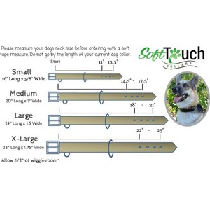 Soft Touch Collars Leather Two-Tone Padded Dog Collar, Black, Large 