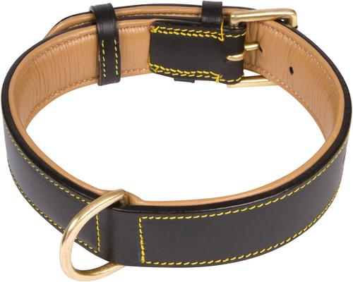 Show full view: Soft Touch Collars Leather Two-Tone Padded Dog Collar, Black, Medium  slide 2 of 10