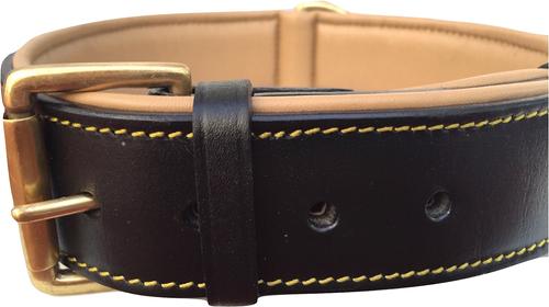 Show full view: Soft Touch Collars Leather Two-Tone Padded Dog Collar, Black, Medium  slide 3 of 10
