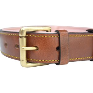 Soft Touch Collars Leather Two-Tone Padded Dog Collar, Brown Pink, Large 