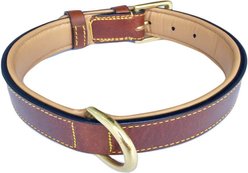Soft Touch Collars Leather Two-Tone Padded Dog Collar, Brown, Small slide 2 of 5