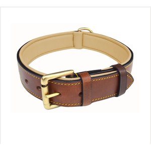 Soft Touch Collars Leather Two-Tone Padded Dog Collar, Brown, X-Large