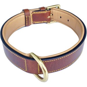 Soft Touch Collars Leather Two-Tone Padded Dog Collar, Brown, X-Large