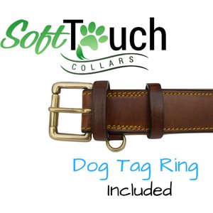 Soft Touch Collars Leather Two-Tone Padded Dog Collar, Brown, X-Large