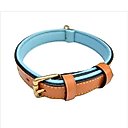 Soft Touch Collars Leather Two-Tone Padded Dog Collar, Tan Teal, Medium 