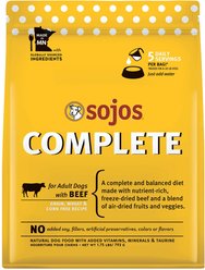 Sojos Complete Beef Recipe Adult Grain-Free Freeze-Dried Raw Dog Food, 1.75-lb bag