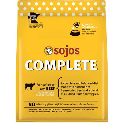 Sojos Sojos Complete Beef Recipe Adult Grain-Free Freeze-Dried Raw Dog Food, 1.75-lb bag