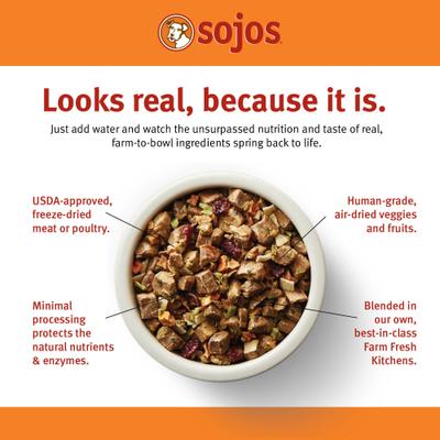 Show full view: Sojos Complete Beef Recipe Adult Grain-Free Freeze-Dried Raw Dog Food, 1.75-lb bag slide 3 of 13