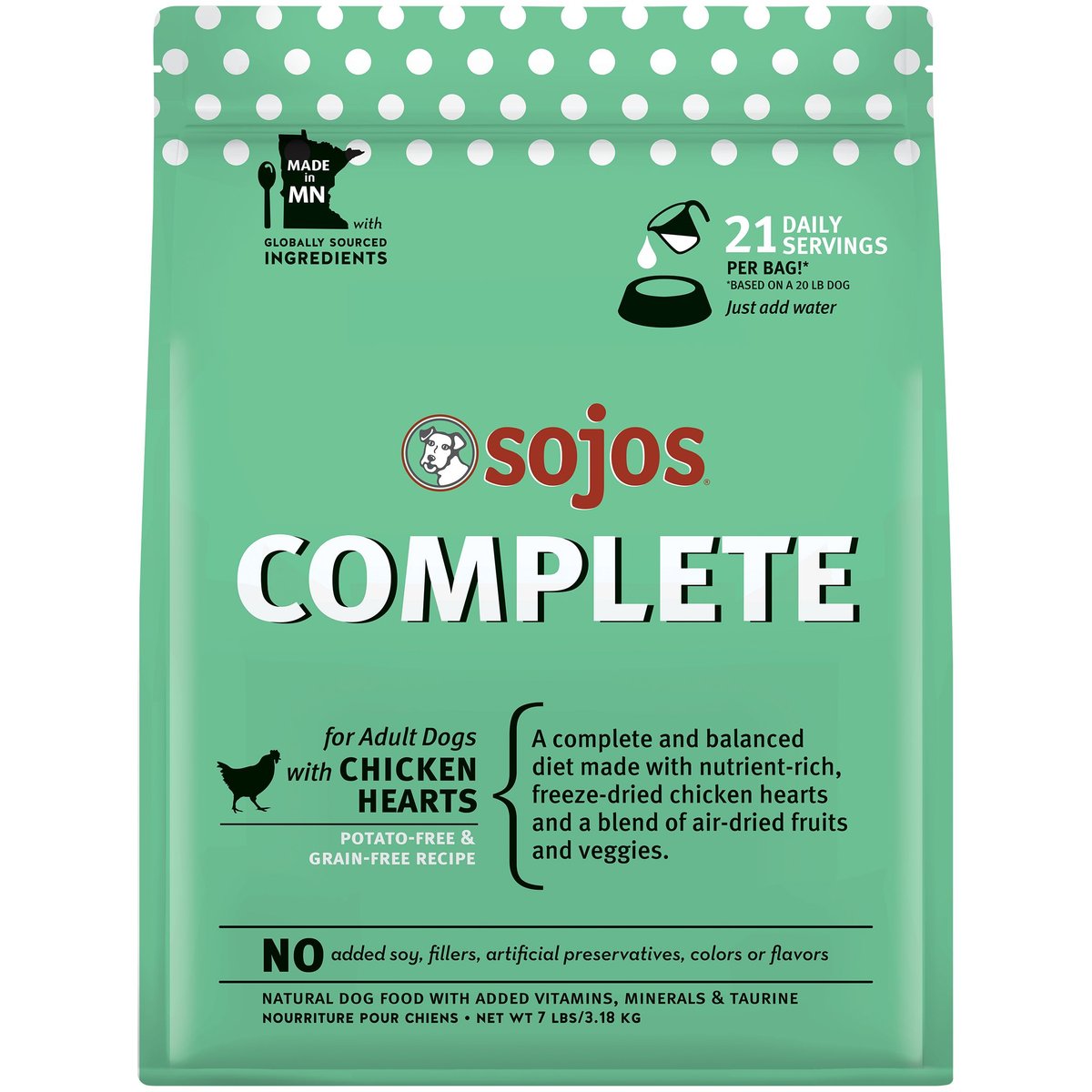 Sojos Complete Chicken Recipe Adult Freeze-Dried Grain-Free Raw Dog Food, 7-lb bag