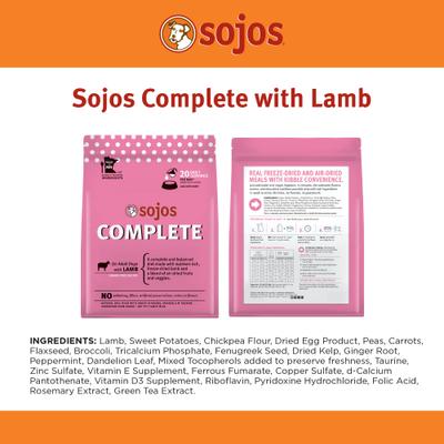 Show full view: Sojos Complete Lamb Recipe Adult Grain-Free Freeze-Dried Dehydrated Dog Food, 1.75-lb bag slide 8 of 13