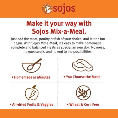 Show full view: Sojos Mix-A-Meal Fruit & Veggie Pre-Mix Grain-Free Dog Food, 8-lb bag slide 4 of 12