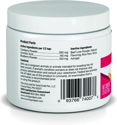 Show full view: Solid Gold Berry Balance Cranberry Urinary Tract Health Powder Supplement for Dogs & Cats, 3.5-oz jar slide 3 of 7