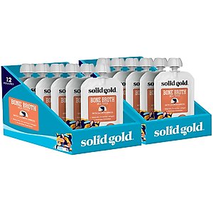 Solid Gold Bone Broth Salmon Shreds Grain-Free Wet Cat Food Topper, 3-oz pouch, case of 12