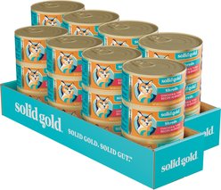 Solid Gold Chicken & Tuna Grain-Free Shreds in Gravy Wet Cat Food, 2.8-oz can, bundle of 24