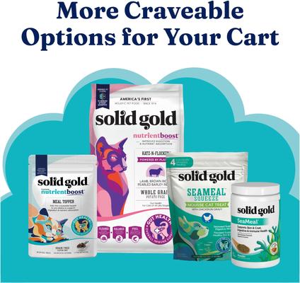 Show full view: Solid Gold Five Oceans Variety Pack Grain-Free Shreds in Gravy Wet Cat Food, 3-oz can, case of 12 slide 9 of 10