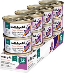 Solid Gold Flavorful Feast Indoor Recipe with Real Chicken Grain-Free Gravy Pate Wet Cat Food, 3-oz, case of 12