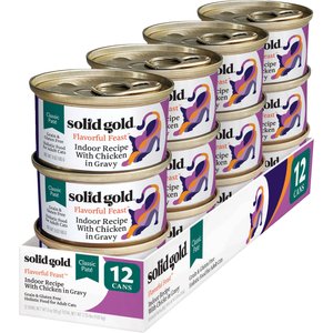 Solid Gold Flavorful Feast Indoor Recipe with Real Chicken Grain-Free Gravy Pate Wet Cat Food, 3-oz, case of 12