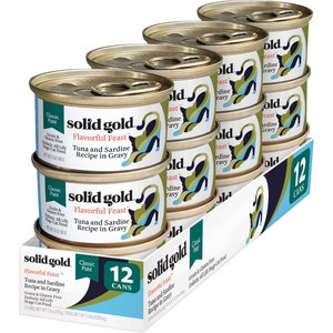 Solid Gold Flavorful Feast Real Tuna & Sardine Grain-Free Gravy Pate Wet Cat Food, 3-oz, case of 12