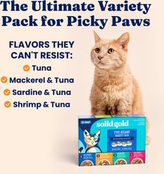 Solid Gold Grain-Free Shreds in Gravy Wet Cat Food Variety Pack, 3-oz can, bundle of 24 slide 2 of 8