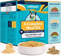 Solid Gold Gut Health Kit Adult Chicken Dehydrated Meal, Bone Broth & Seameal Supplement Bundle Dog Food Topper, 6-lb box
