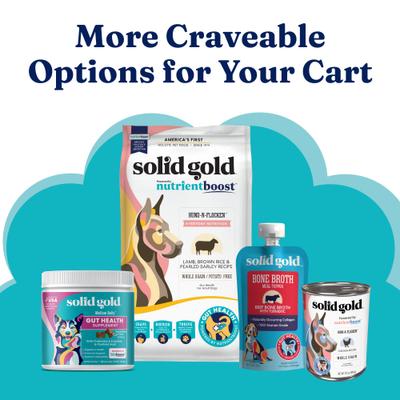 Show full view: Solid Gold Gut Health Pumpkin Flavor Grain-Free Dog Food Seasoning Topper, 4-oz jar slide 8 of 9