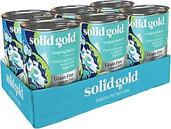Solid Gold Leaping Waters Chicken & Salmon Recipe with Vegetable Recipe Grain-Free Small & Medium Breed Canned Dog Food, 13.2-oz, case of 6