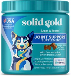 Solid Gold Leaps & Hounds Soft Chews Glucosamine Chondroitin Joint Supplement for Dogs, 60 count