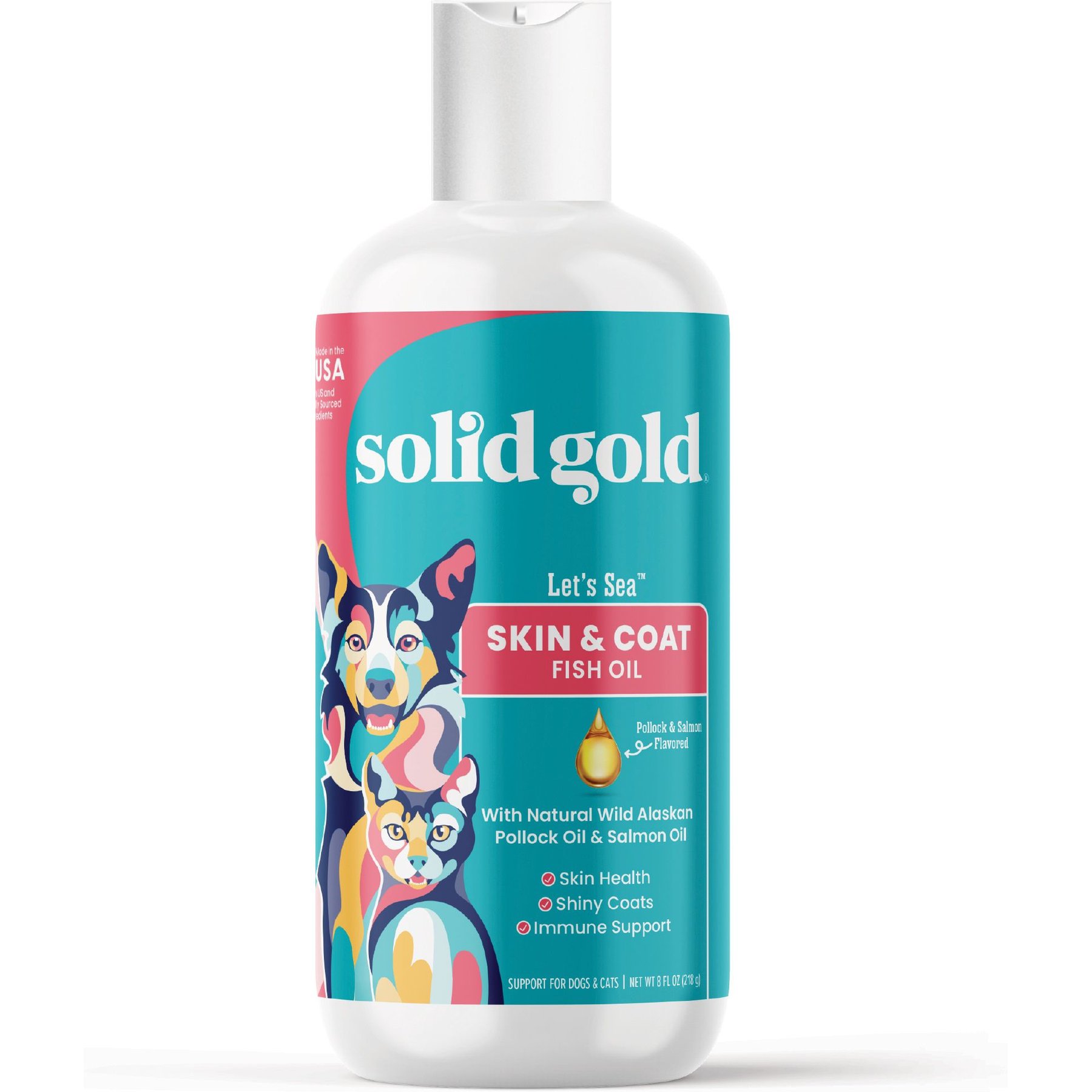 Solid Gold Let's Sea Wild Alaskan Fish Oil Omega-3 Skin & Coat Supplement for Dogs, 8-fl oz bottle