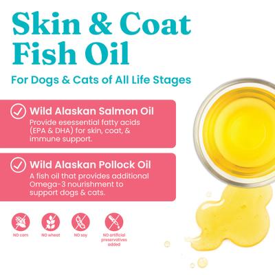 Show full view: Solid Gold Let's Sea Wild Alaskan Fish Oil Omega-3 Skin & Coat Supplement for Dogs, 8-fl oz bottle slide 3 of 9
