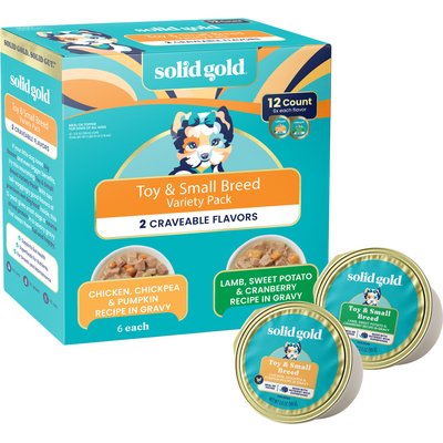 Solid Gold Solid Gold Mighty Mini Small & Toy Breed Grain-Free Variety Pack Wet Dog Food, 3.5-oz tray, case of 12