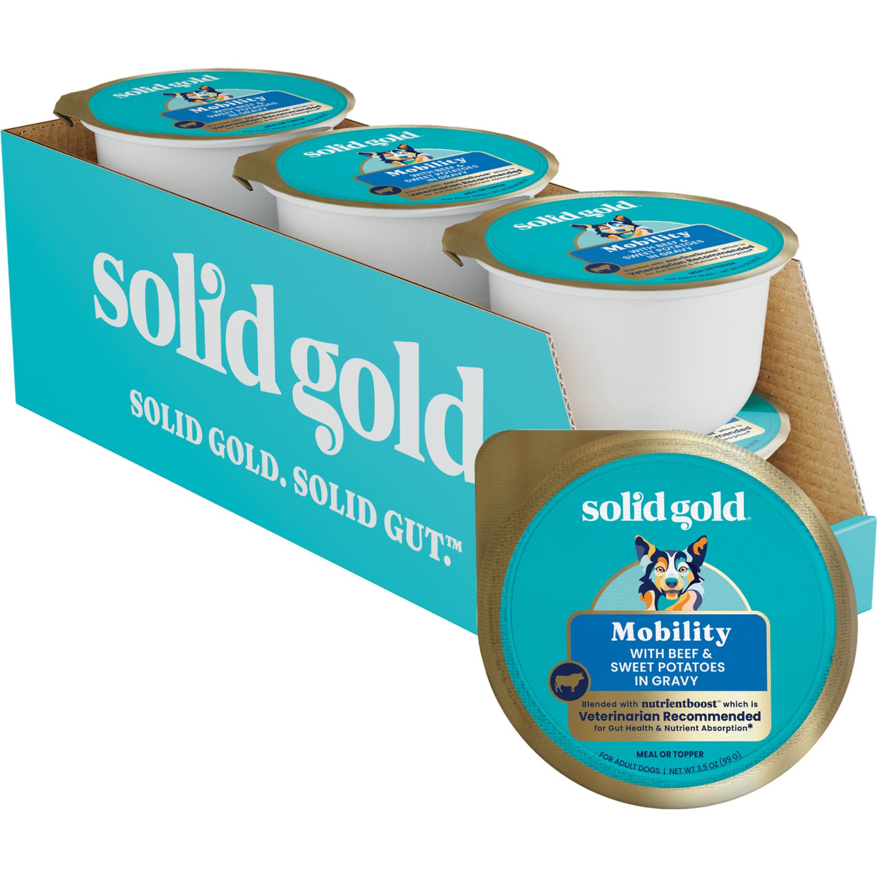 Solid Gold Mobility Support Beef & Vegetables Wet Dog Food, 3.5-oz cup, case of 6
