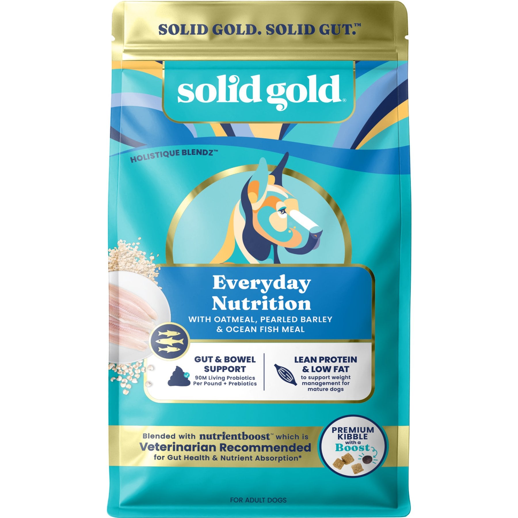 Solid Gold Nutrientboost Adult Everyday Nutrition Oatmeal, Pearled Barley & Ocean Fish Meal Dry Dog Food, 22-lb bag