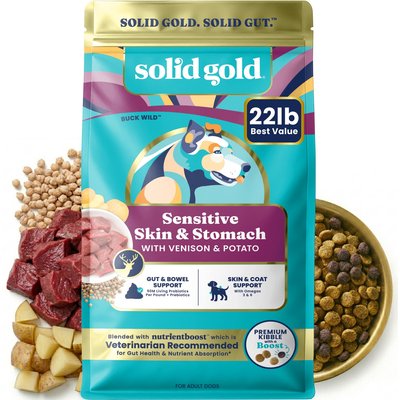 Solid Gold Solid Gold NutrientBoost Venison & Potato Sensitive Stomach Gut Health Grain-Free Dry Dog Food for Medium & Large Dogs, 22-lb bag