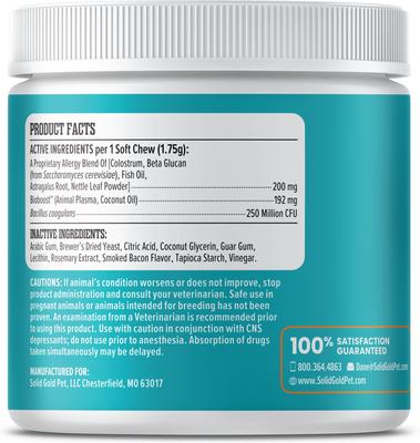 Show full view: Solid Gold Pet Pal-lergy Soft Chews Allergy & Itch Relief Supplement for Dogs, 120 count slide 8 of 11