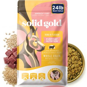 Solid Gold Real Lamb, Brown Rice & Pearled Barley Whole Grain Recipe Dry Dog Food for Medium & Large Dogs, 24-lb bag