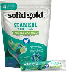 Solid Gold SeaMeal Mousse Lickable Squeeze Chicken Skin & Coat Digestive & Immune Health Cat Treat, 4 count