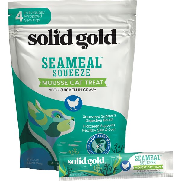 Solid Gold Bone Broth Chicken Shreds Grain-Free Wet Cat Food Topper, 3-oz pouch, case of 12