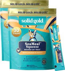 Solid Gold SeaMeal Mousse Lickable Squeeze Chicken Skin & Coat Digestive & Immune Health Cat Treat, 60 count bundle