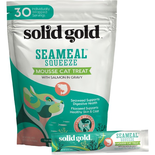 Solid Gold SeaMeal Mousse Lickable Squeeze Salmon Skin & Coat Digestive & Immune Health Cat Treats