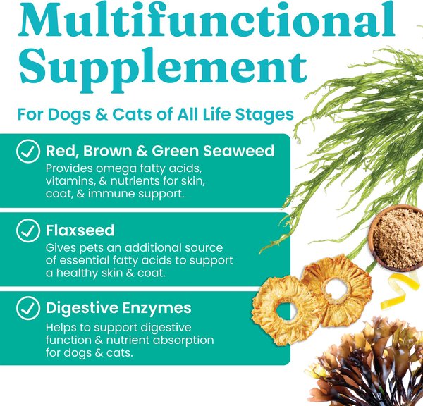Show full view: Solid Gold SeaMeal Skin & Coat, Digestive & Immune Health Powder Grain-Free Supplement for Dogs & Cats, 1-lb slide 2 of 10