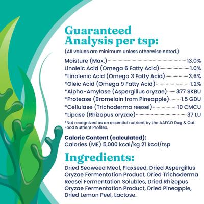 Show full view: Solid Gold SeaMeal Skin & Coat, Digestive & Immune Health Powder Grain-Free Supplement for Dogs & Cats, 5-oz jar slide 5 of 11