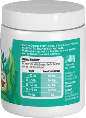Show full view: Solid Gold SeaMeal Skin & Coat, Digestive & Immune Health Powder Grain-Free Supplement for Dogs & Cats, 5-oz jar slide 6 of 11